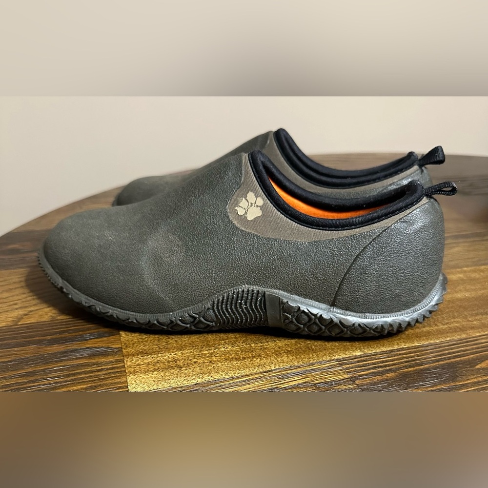 Muck Boot Muckster II Low Slip-On waterproof shoes in moss green.